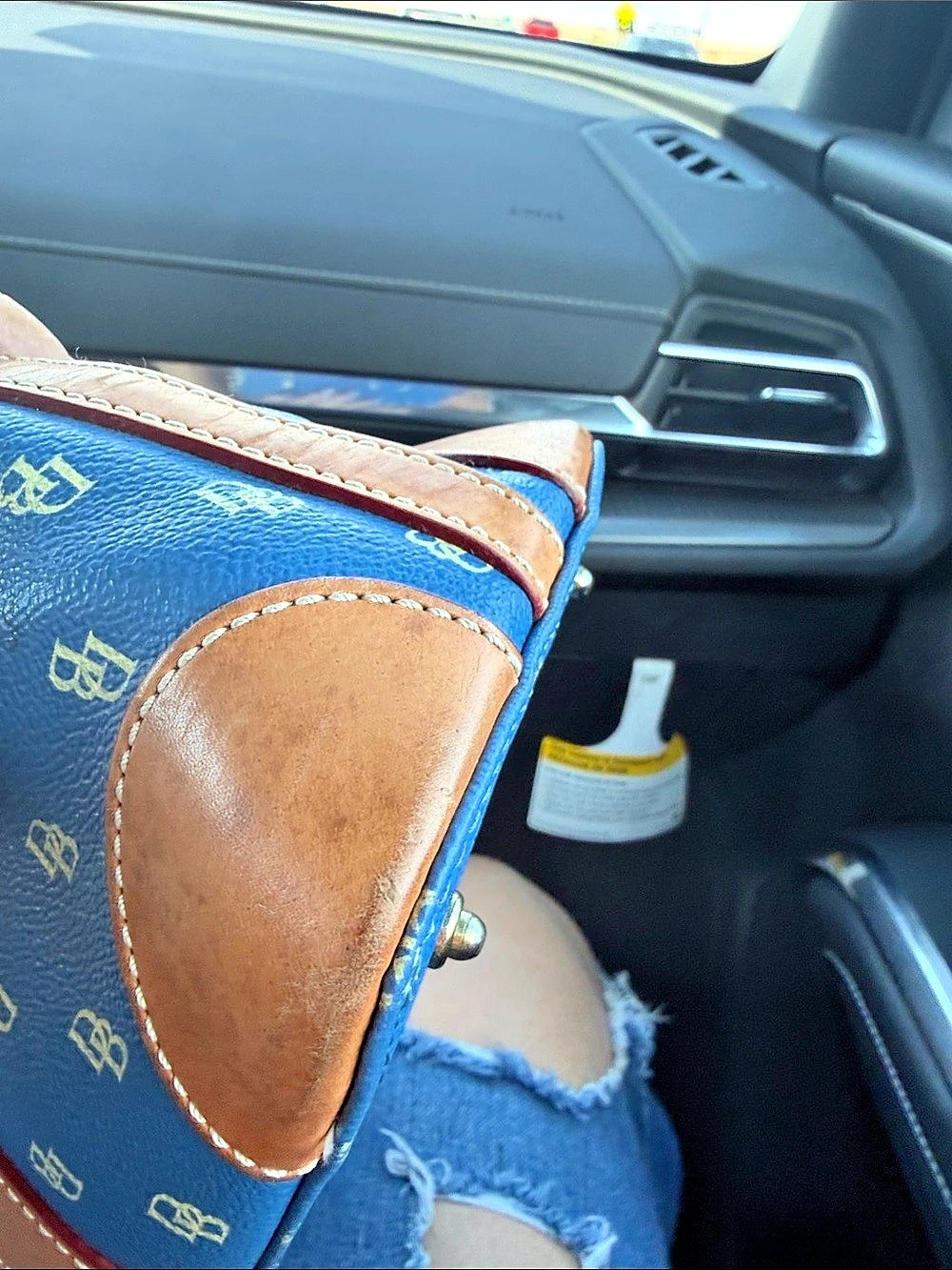 Dooney & Bourke Monogram Tote in Blue & Brown - Picture 10 of 13